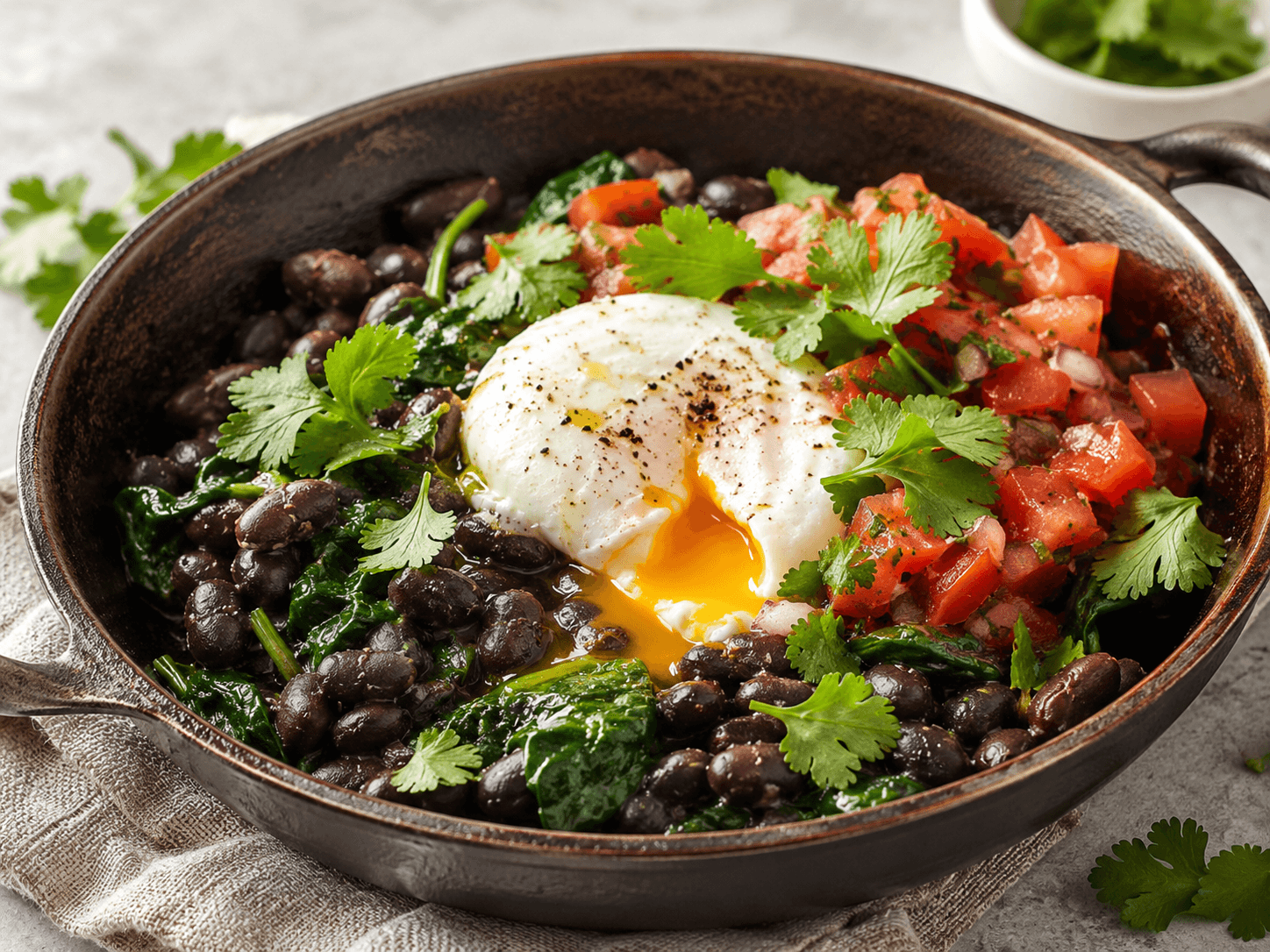 Savory Bean & Poached Egg Morning Skillet