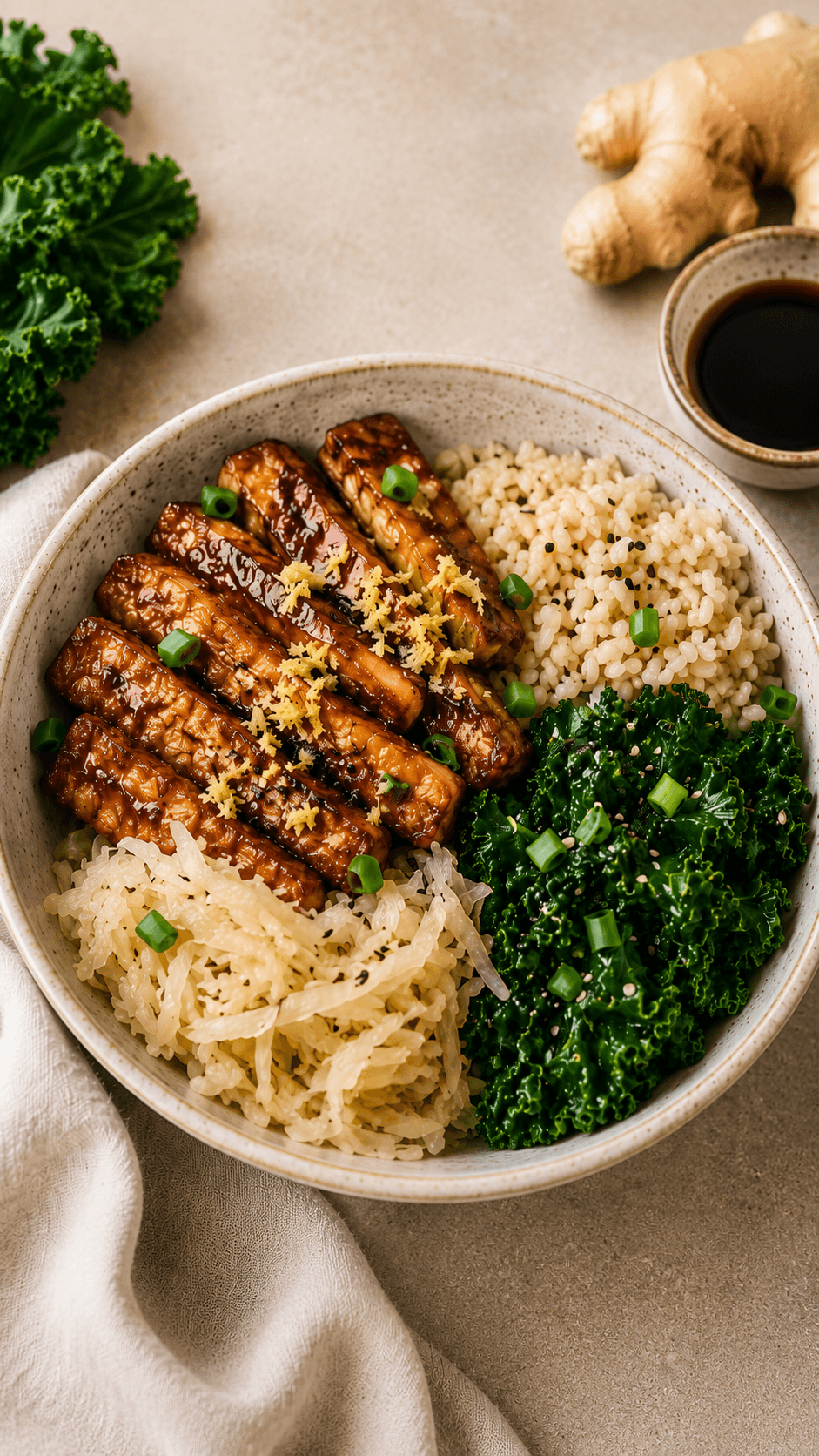 Zesty Ginger Tempeh & Cabbage Bowl