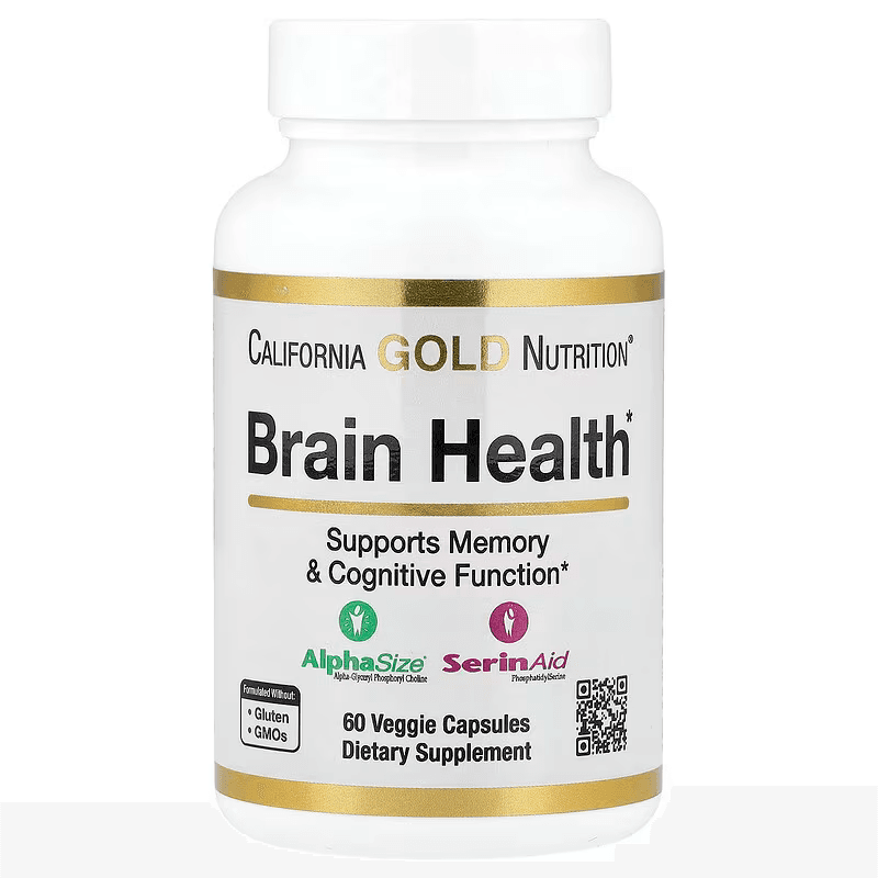 California Gold Nutrition, Brain Health with Alpha-GPC, Calcium, Phosphorus and Phosphatidylserine, 60 Veggie Capsules
